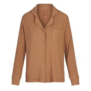 Skims Micro Rib Soft Lounge Sleep Pajama TOP Camel Medium